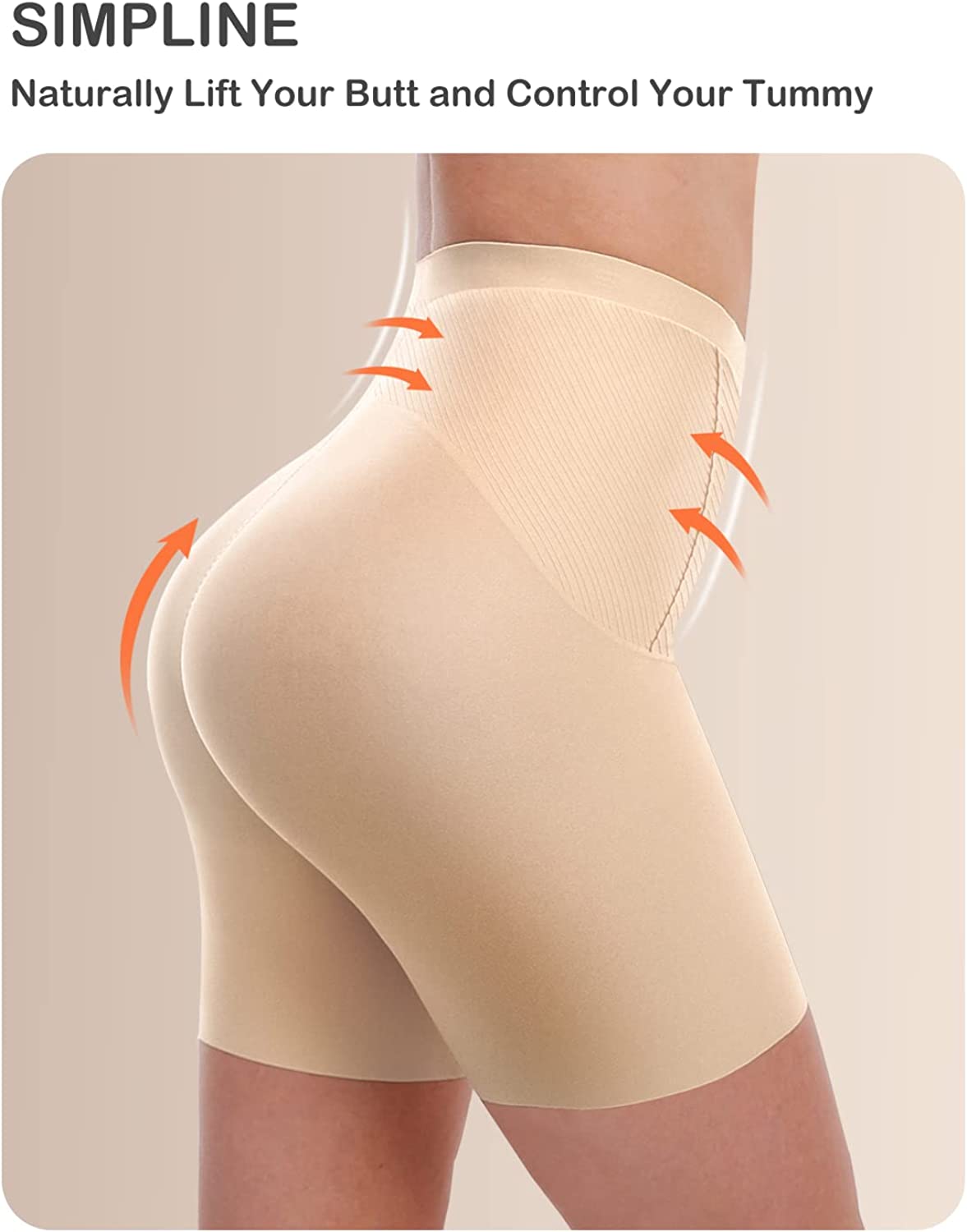 SIMPLINE High Waisted Shapewear for Women, Seamless Butt Lifter Thigh Tummy Control Shorts Girdles for Wedding Dresses
