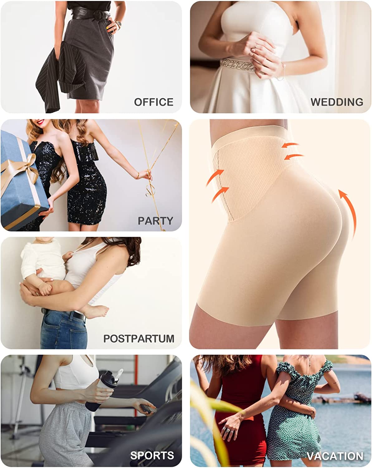 SIMPLINE High Waisted Shapewear for Women, Seamless Butt Lifter Thigh Tummy Control Shorts Girdles for Wedding Dresses