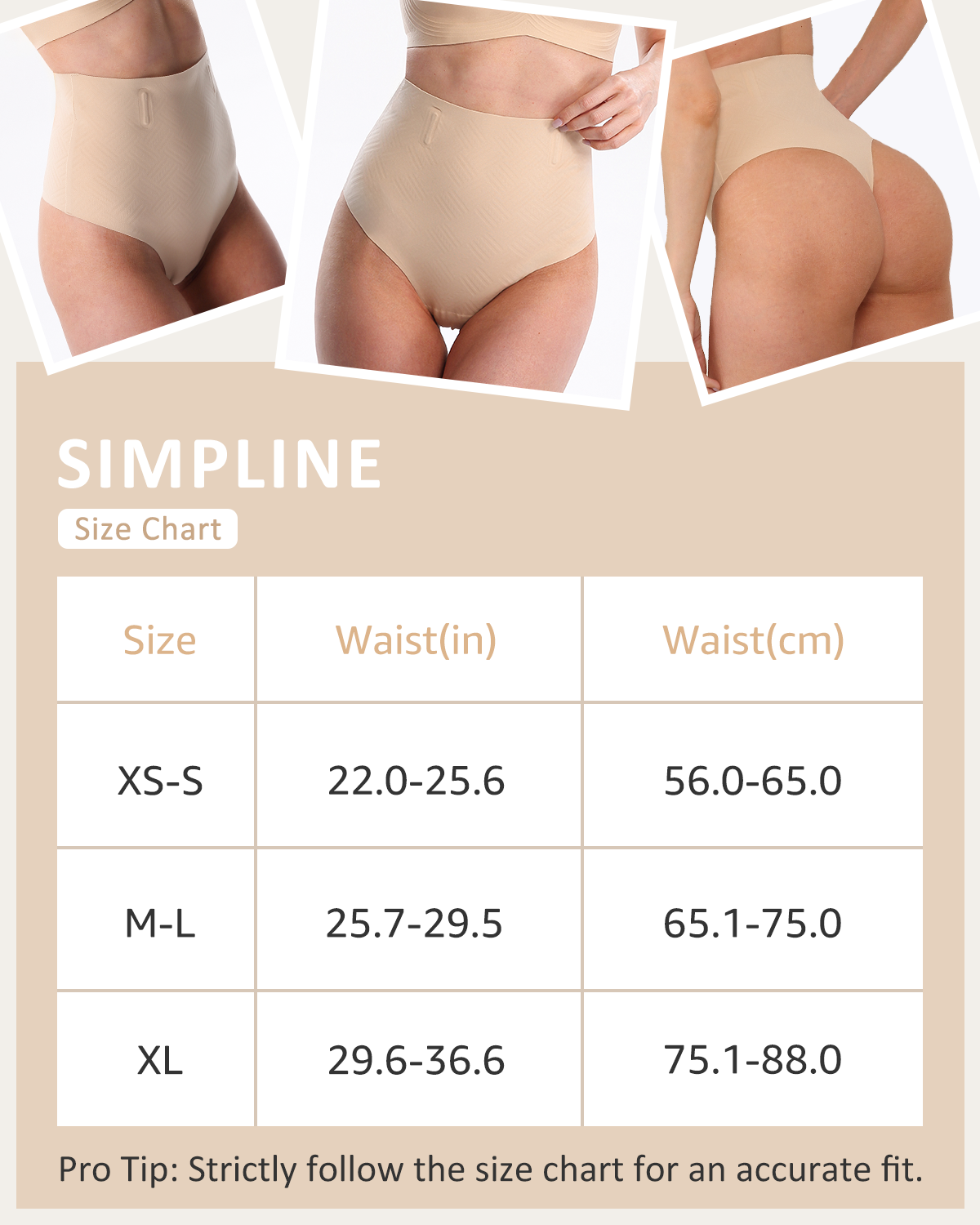 SIMPLINE Tummy Control Thong Shapewear for Women