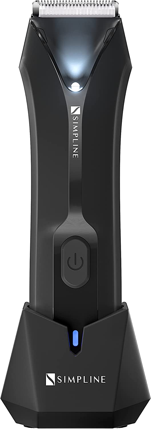 Body Hair Trimmer for Men, Pubic Hair Trimmer with Led Light, Waterproof Ball Trimmer for Men Body Groomer, Electric Groin Hair Trimmer Body Shaver for Men with 3 Replaceable Guard Comb,Charging Dock