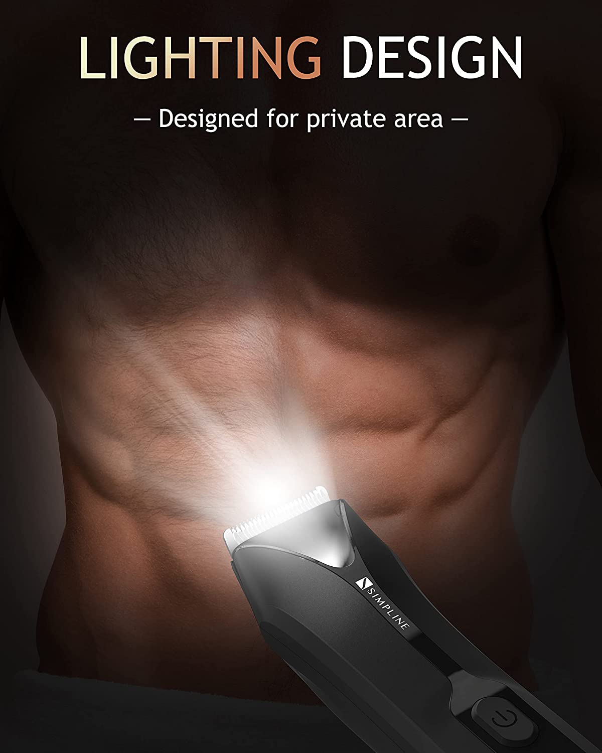 Body Hair Trimmer for Men, Pubic Hair Trimmer with Led Light, Waterproof Ball Trimmer for Men Body Groomer, Electric Groin Hair Trimmer Body Shaver for Men with 3 Replaceable Guard Comb,Charging Dock