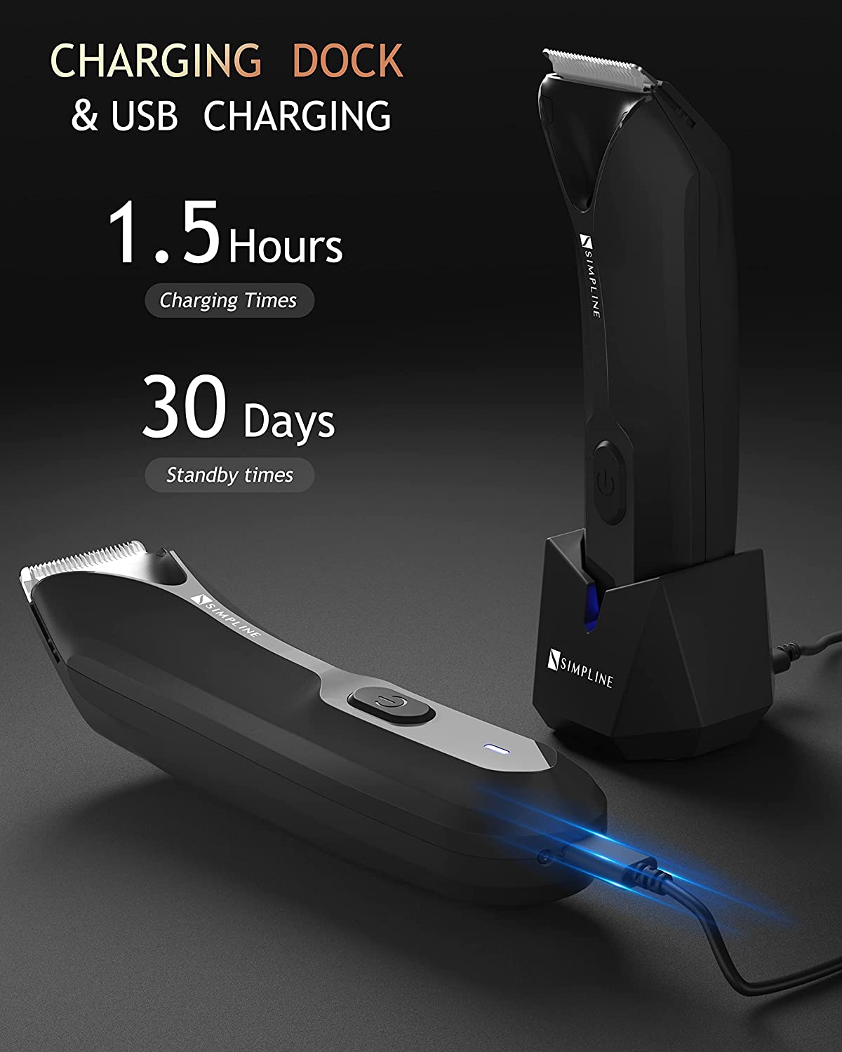 Body Hair Trimmer for Men, Pubic Hair Trimmer with Led Light, Waterproof Ball Trimmer for Men Body Groomer, Electric Groin Hair Trimmer Body Shaver for Men with 3 Replaceable Guard Comb,Charging Dock