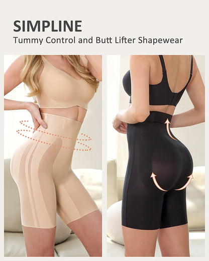 SIMPLINE High Waisted Shapewear for Women, Seamless Butt Lifter Tummy Control Shorts Thigh Slimmer Shaper for Wedding Dresses